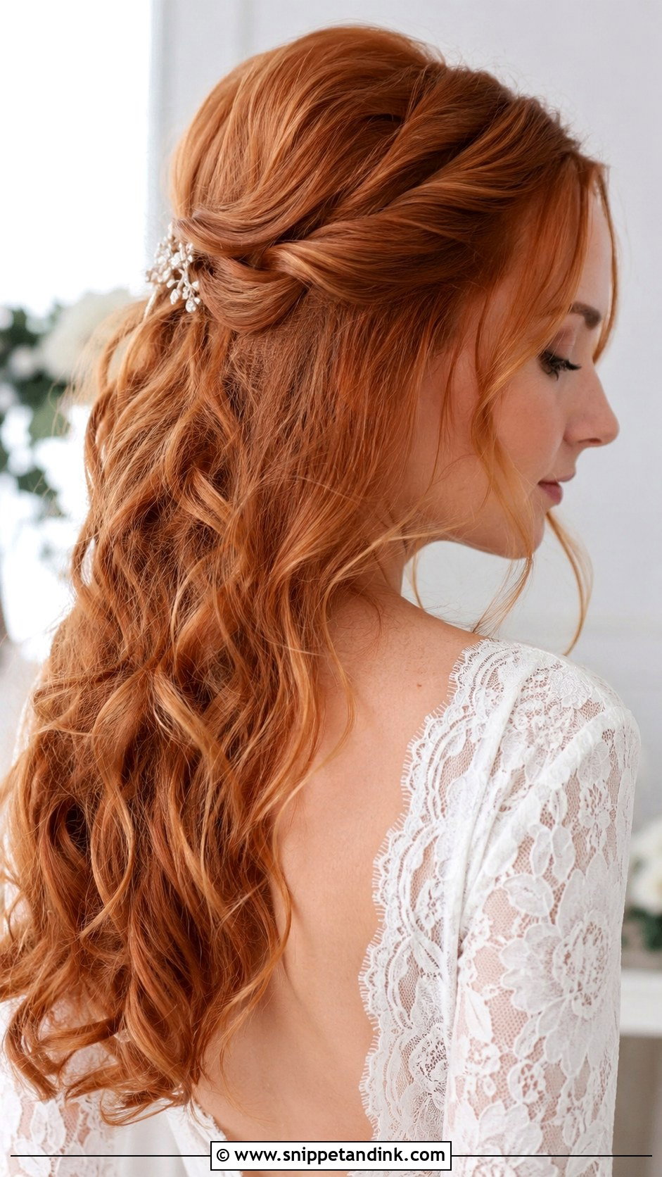 Twisted Half Up for Red Hair - Snippet and Ink - 25 Red Hair Wedding Hairstyles