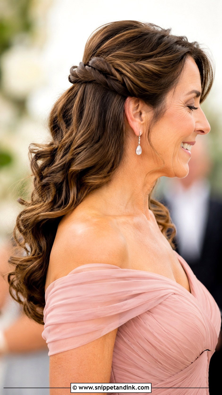 Twisted Half Up with Bouncy Waves - Snippet and Ink - 20 Mother of Groom Hair Ideas