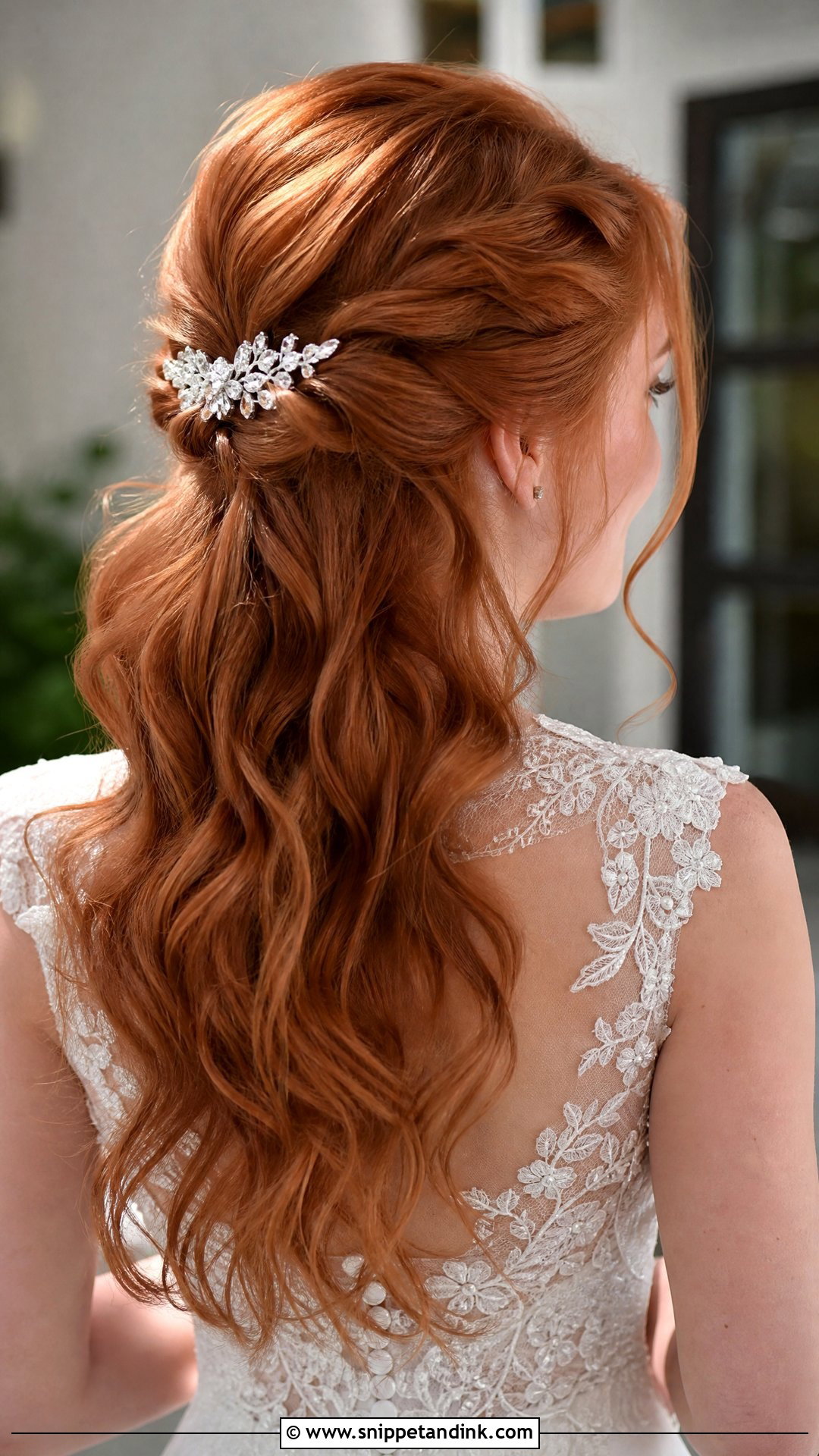 Twisted Half Up with Cascading Waves - Snippet and Ink - 20 Red Hair Brides
