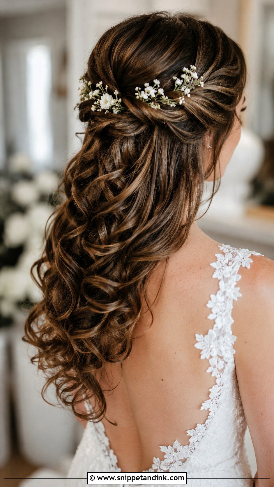 Twisted Half Up with Curls - Snippet and Ink - 35 Bridal Hair Down Ideas