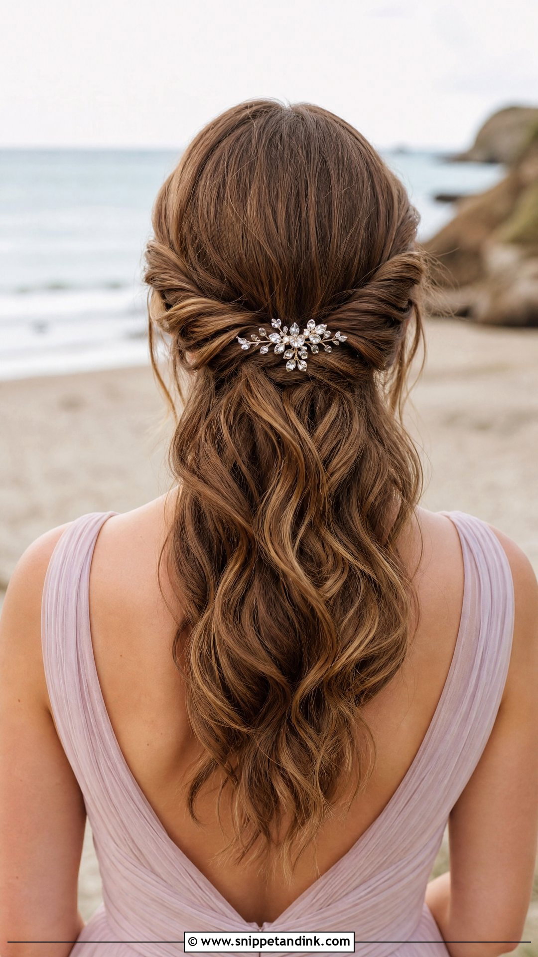 Twisted Half Updo - Snippet and Ink - 20 Beach Wedding Guest Hair Ideas