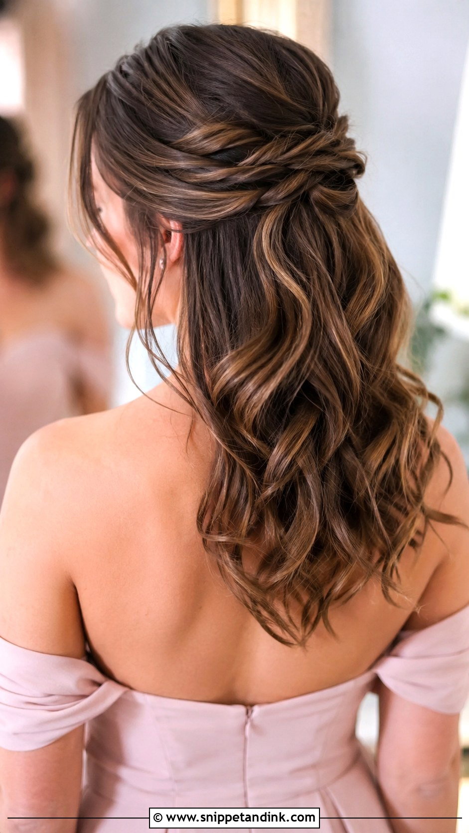 Twisted Half Updo - Snippet and Ink - 20 Simple Medium Length Wedding Guest Hair Ideas
