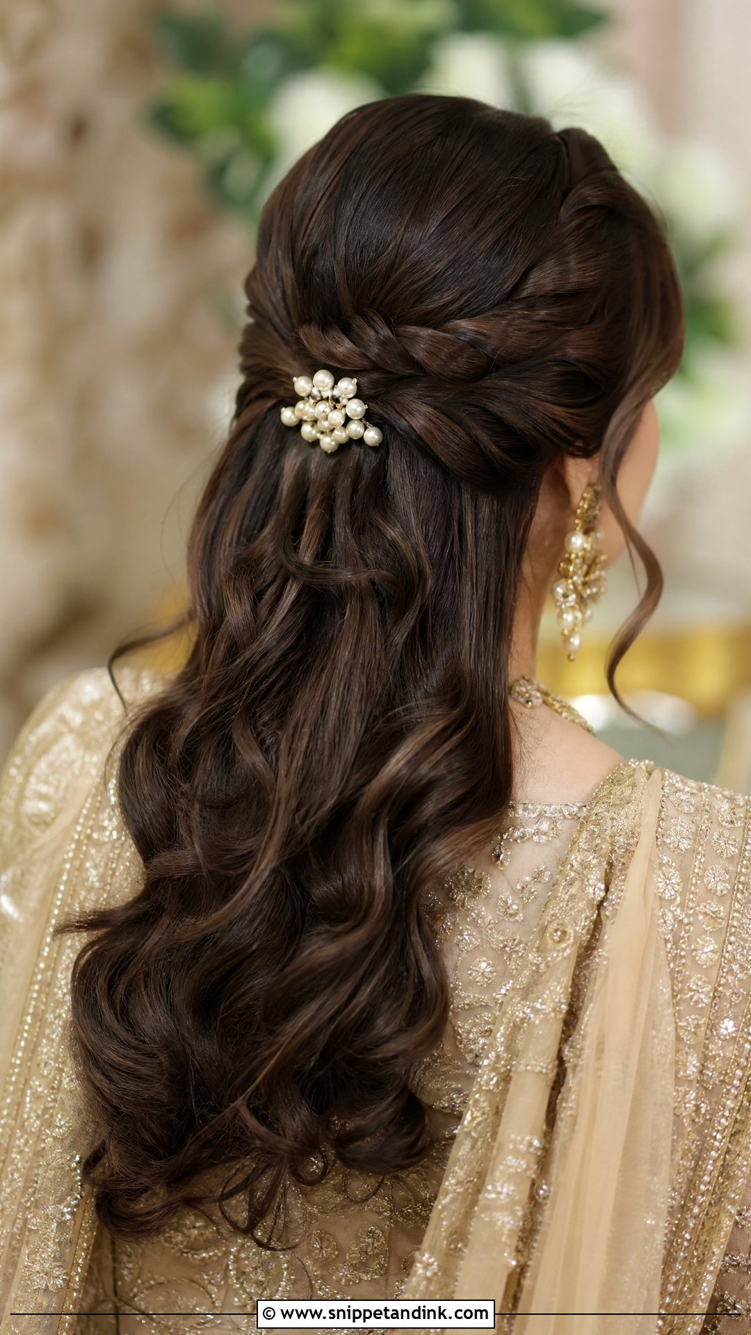 Twisted Half Updo - Snippet and Ink - 20 Walima Bridal Hairstyle Ideas