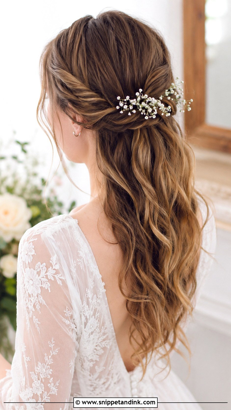Twisted Half Updo - Snippet and Ink - 20 Bridal Hairstyles for Medium Length Hair