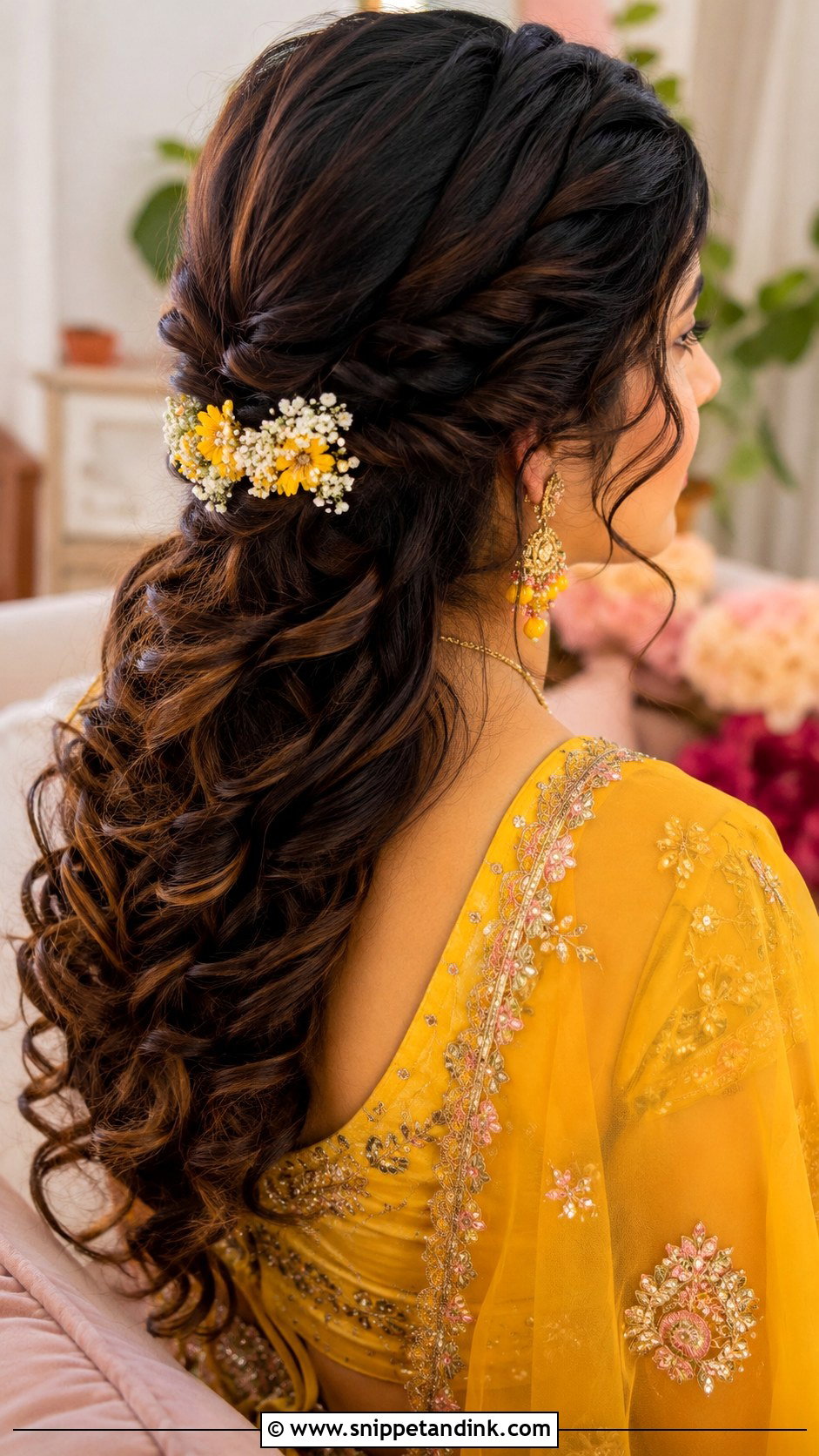 Twisted Half Updo - Snippet and Ink - 25 Haldi Bride Hairstyle Ideas