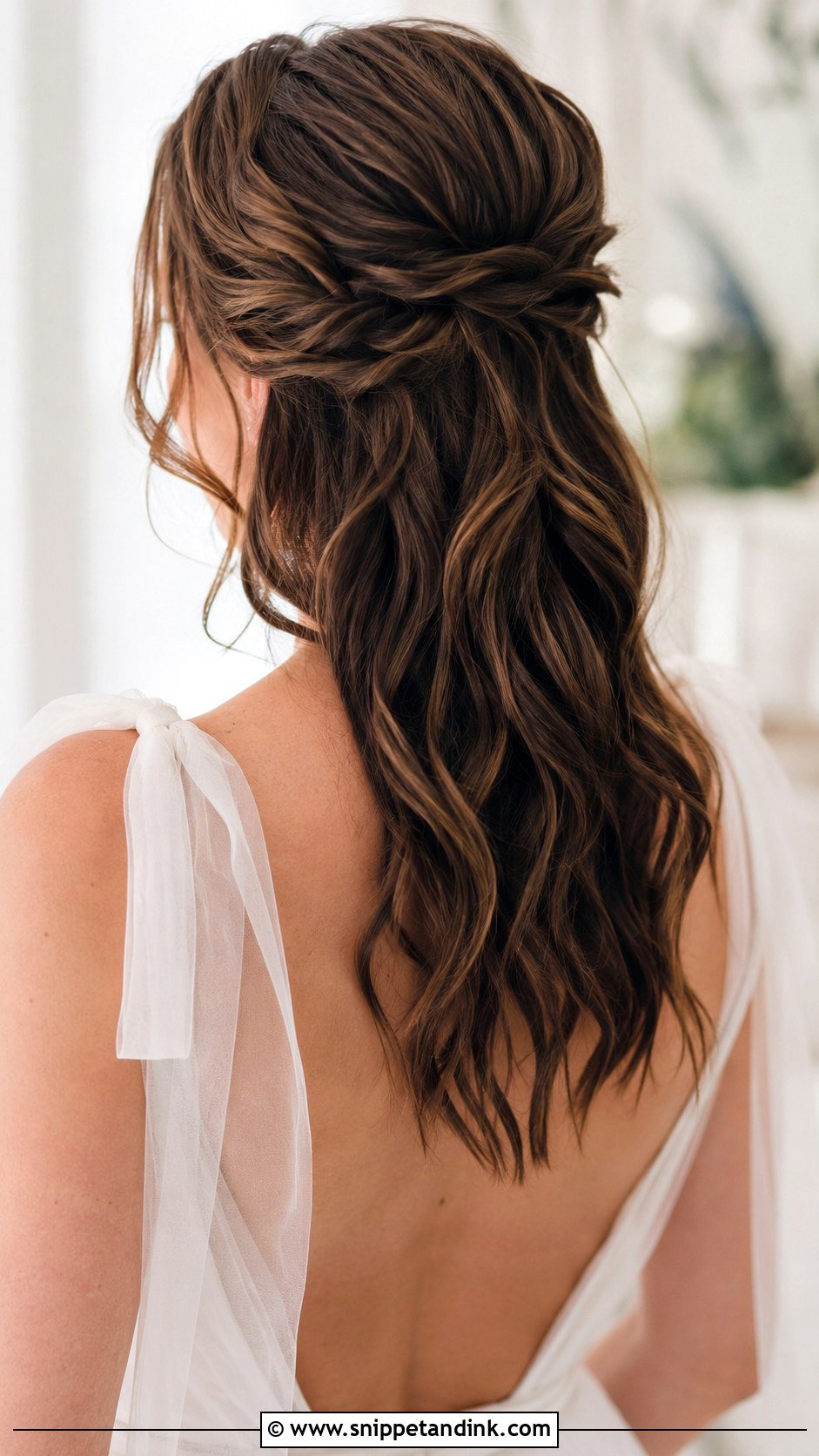 Twisted Half Updo - Snippet and Ink - 25 Shoulder Length Wedding Hairstyles