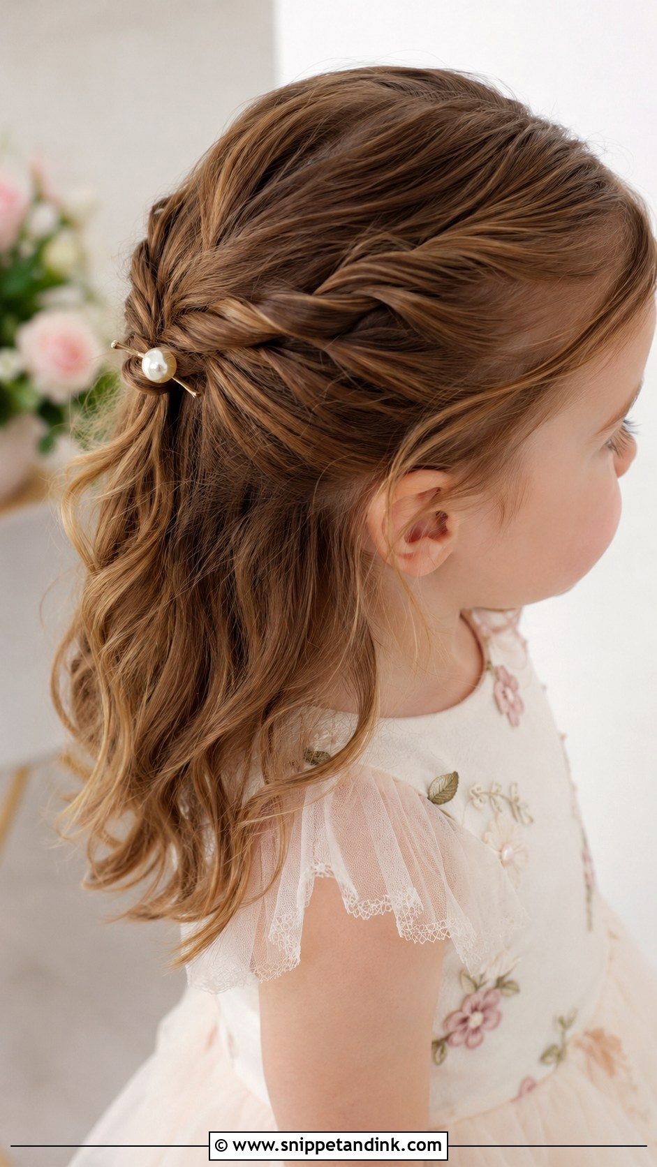 Twisted Half Updo - Snippet and Ink - 25 Toddler Wedding Hairstyles