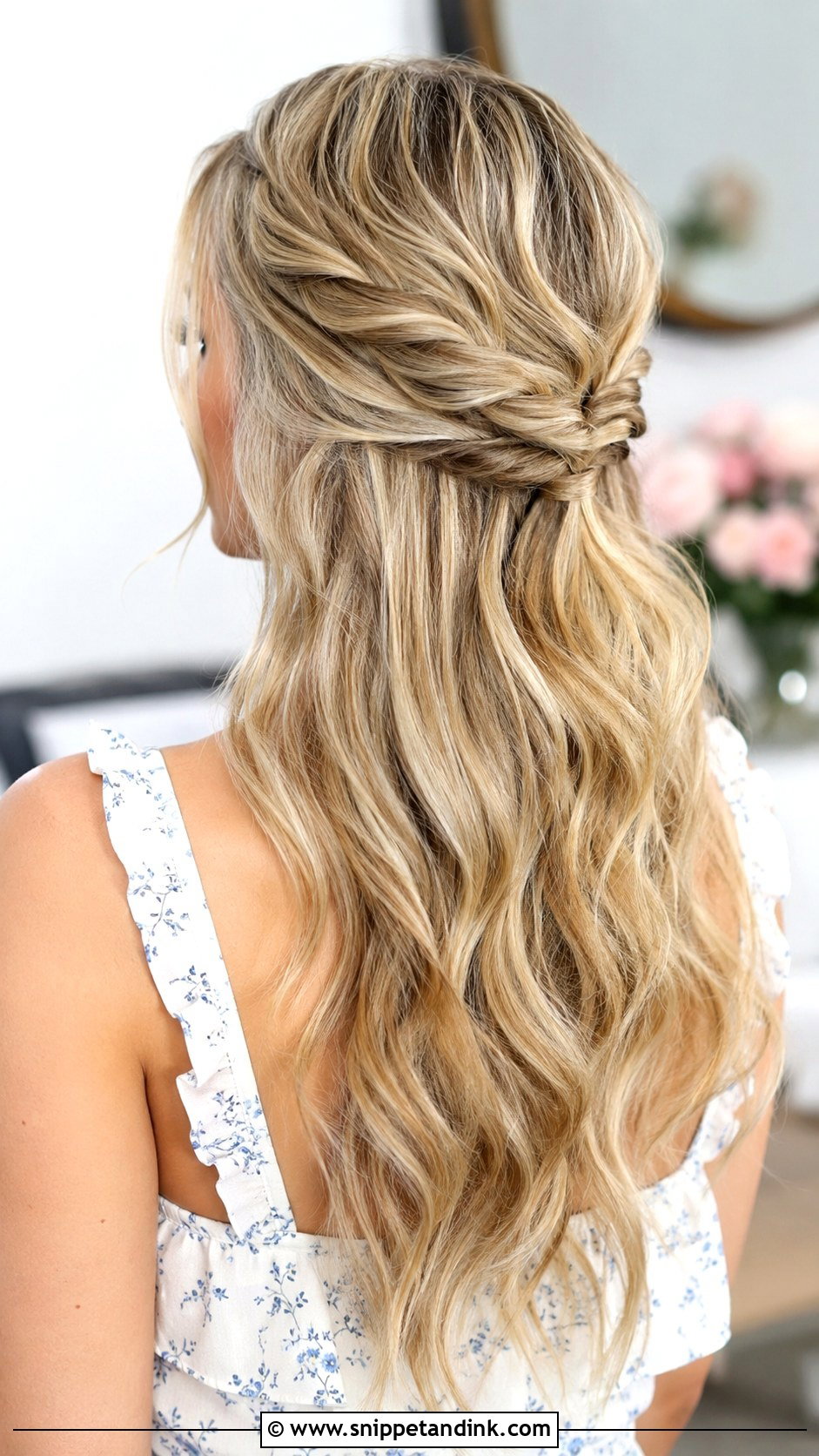 Twisted Half Updo - Snippet and Ink - 30 Wedding Guest Hairstyle Ideas