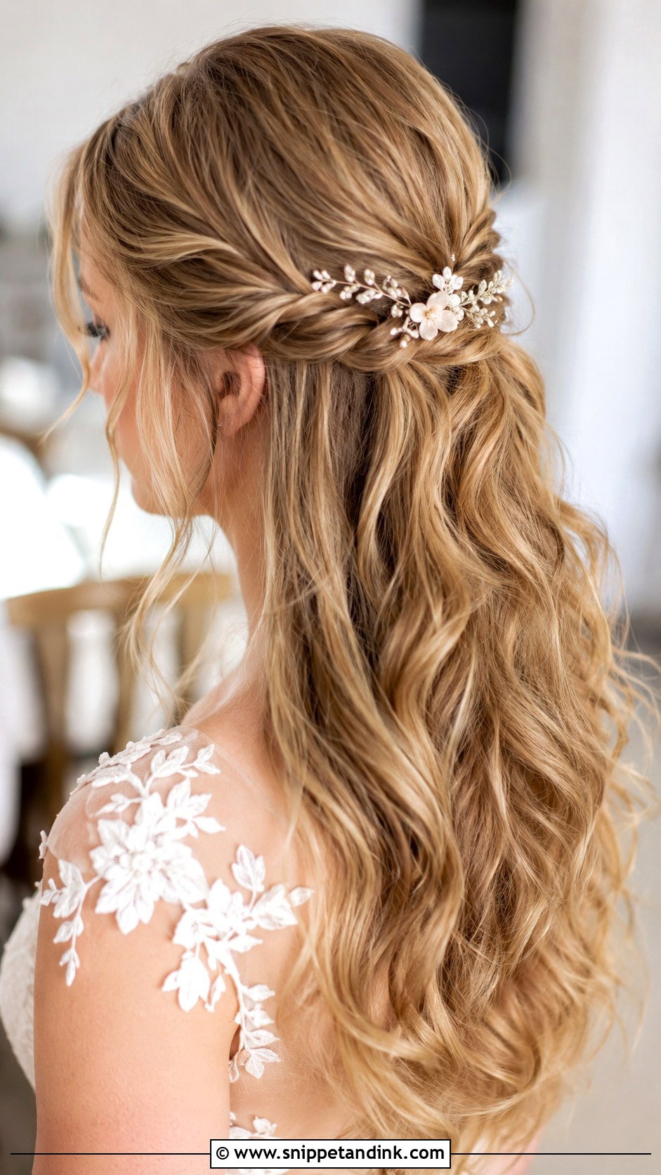 Twisted Half Updo - Snippet and Ink - 30 Wedding Hairstyles for Medium Hair