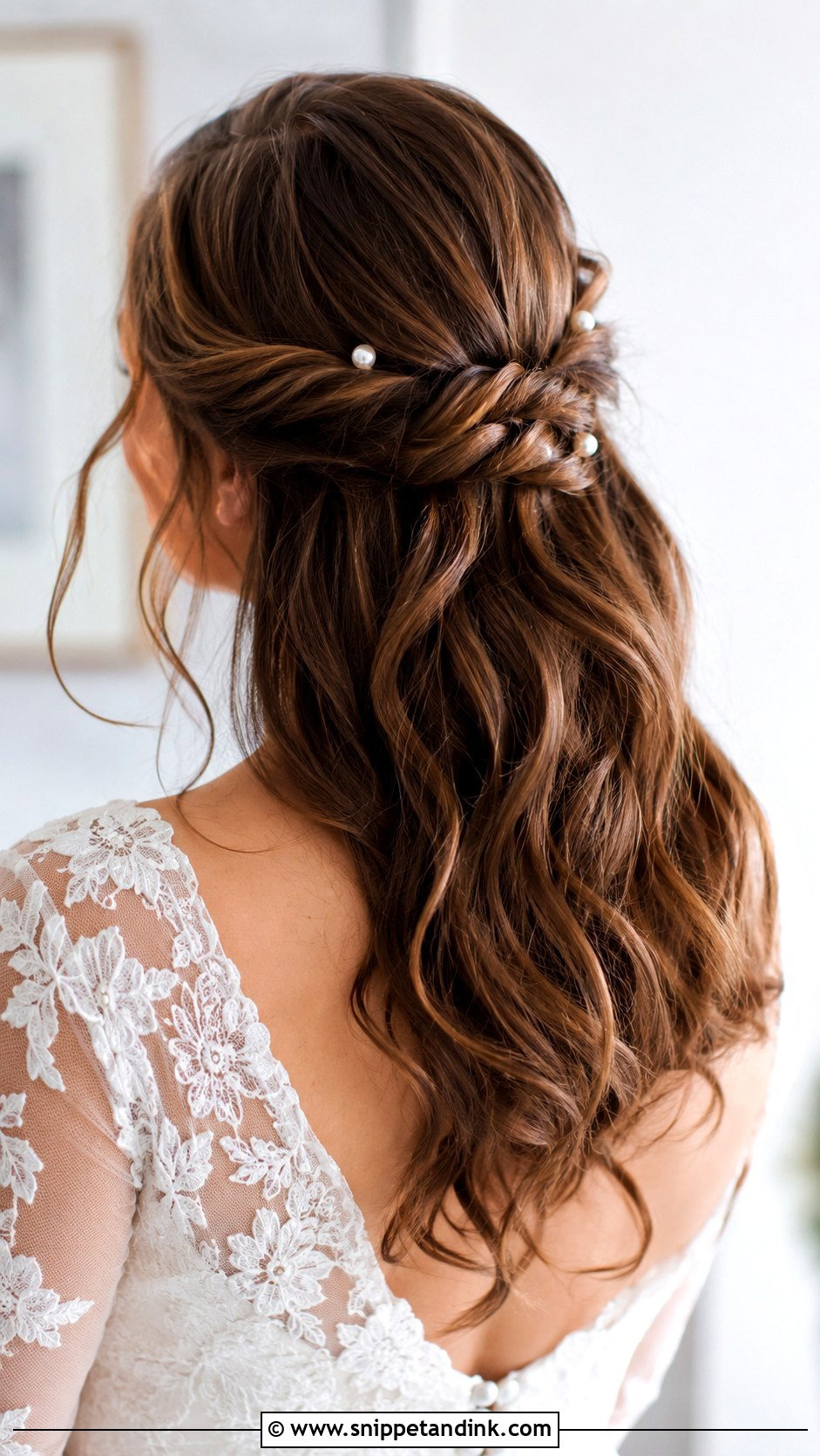 Twisted Half Updo Wedding Hairstyle - Snippet and Ink - 25 Long Wedding Hairstyles