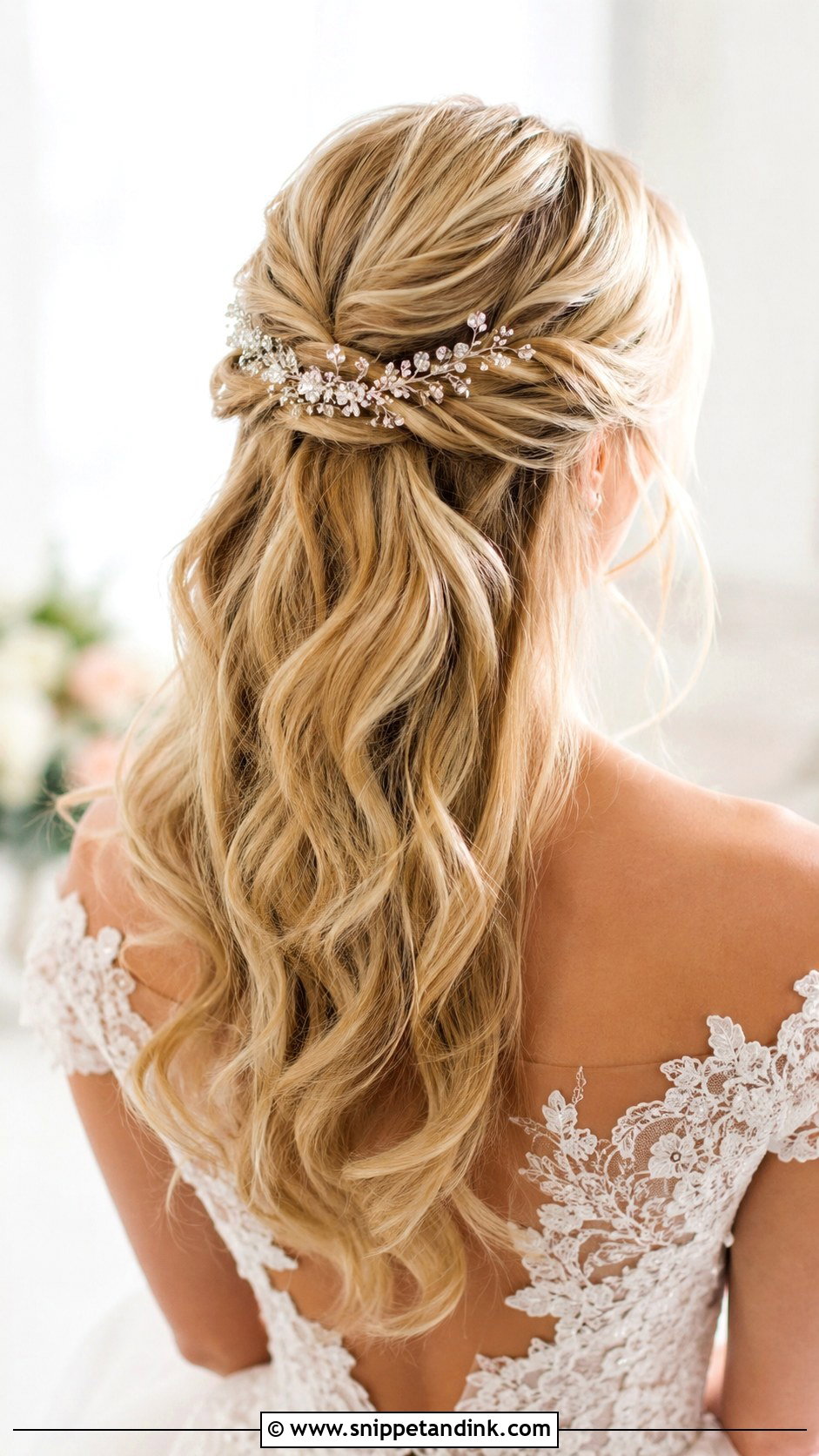 Twisted Half Updo Wedding Hairstyle - Snippet and Ink - 30 Bride Wedding Hair Styles