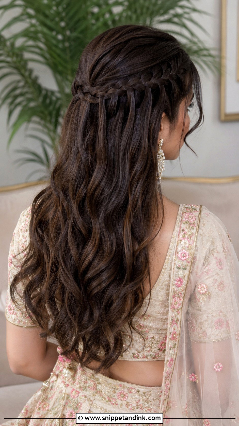 Twisted Half Updo With Curls - Snippet and Ink - 20 Sangeet Hair Styles