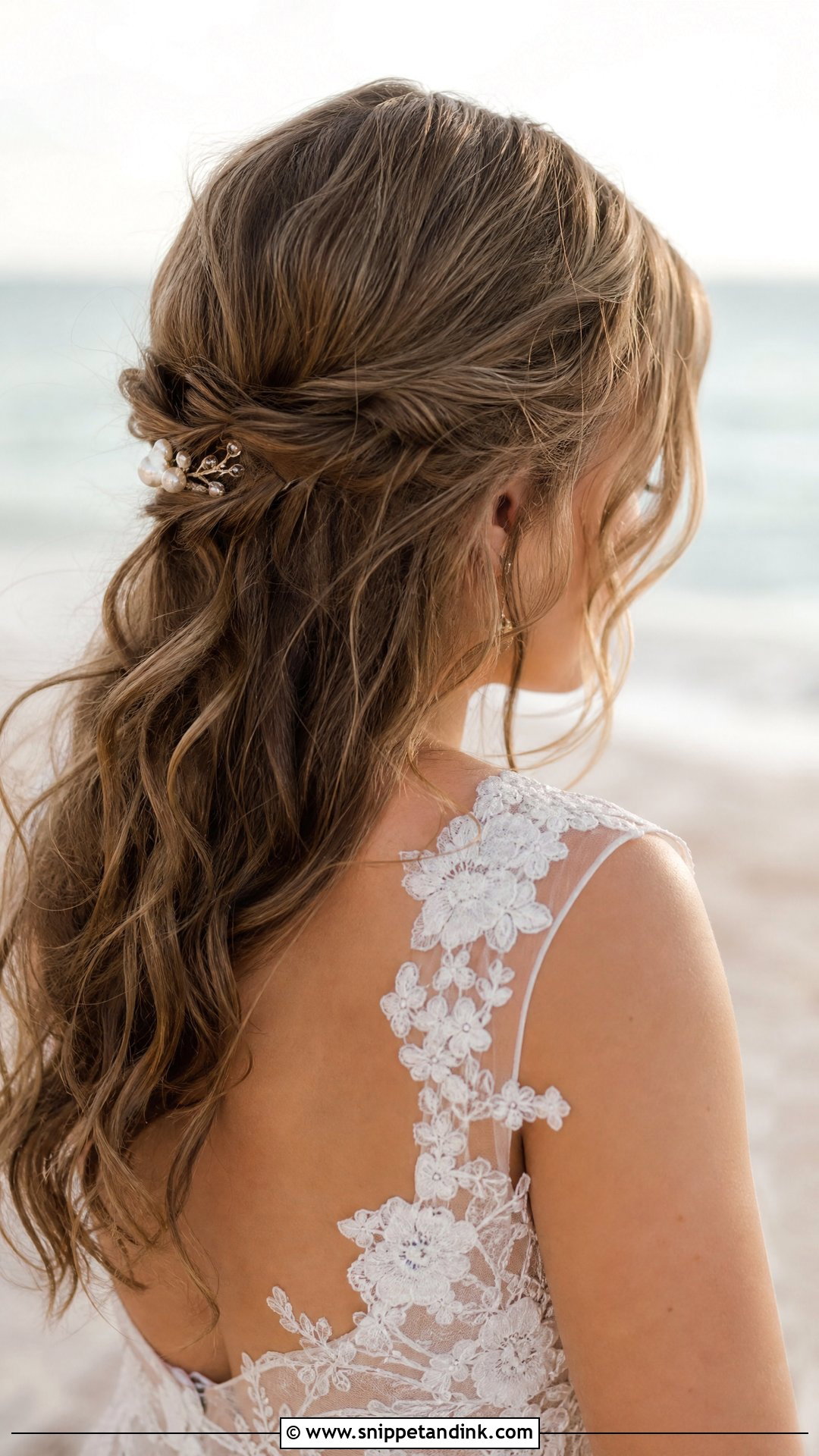 Twisted Half Updo for Beach Weddings - Snippet and Ink - 20 Beach Bride Hair Ideas