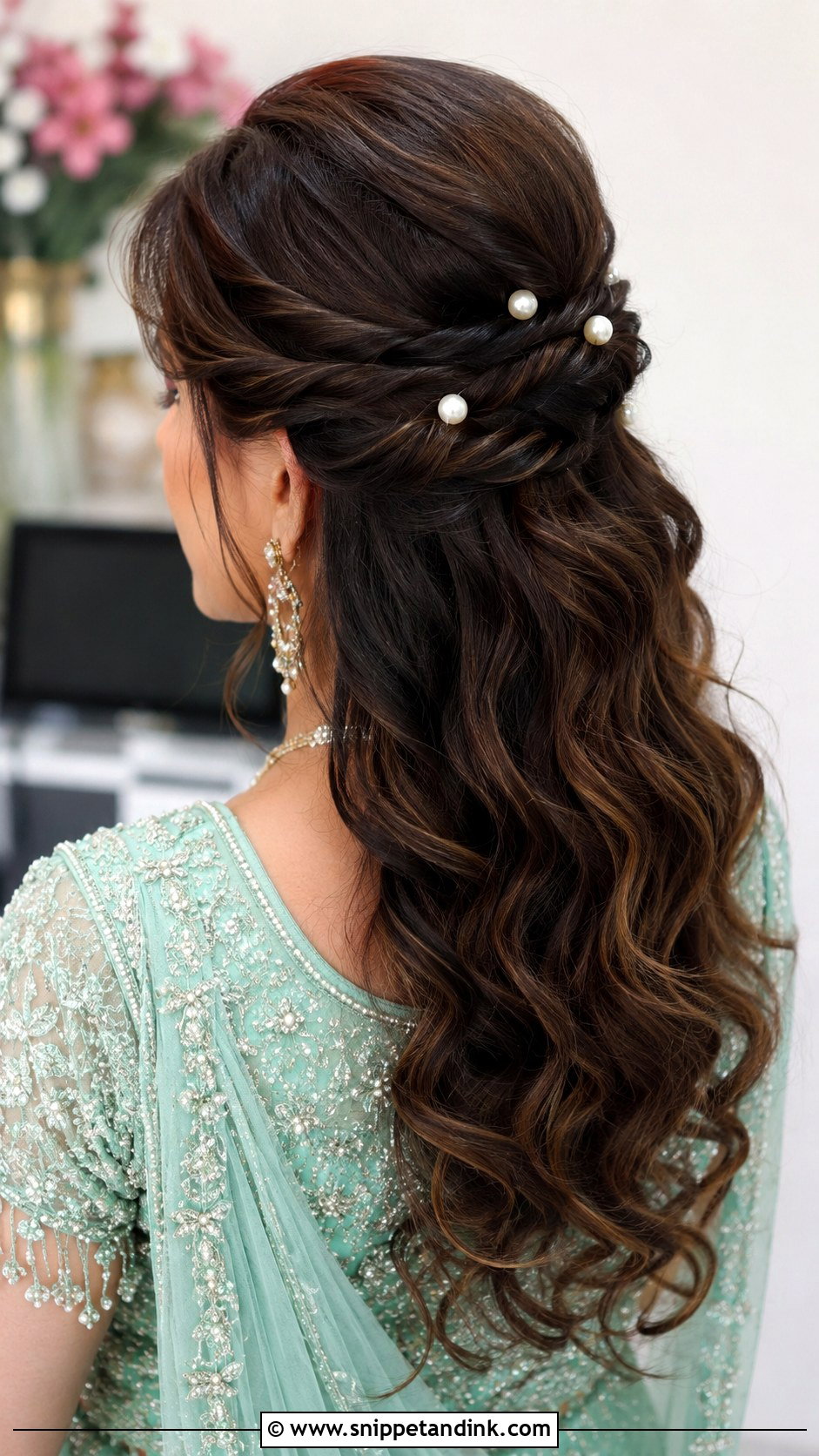 Twisted Half Updo for Bride - Snippet and Ink - 30 Mehndi Hairstyles for Bride