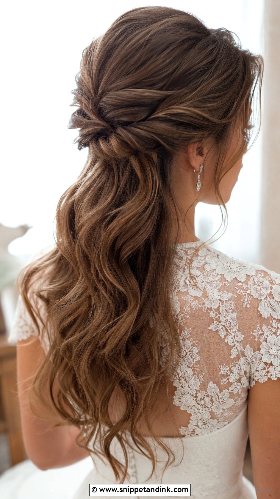 Twisted Half Updo for Brides - Snippet and Ink - 20 Barbara Palvin Wedding Hair Ideas
