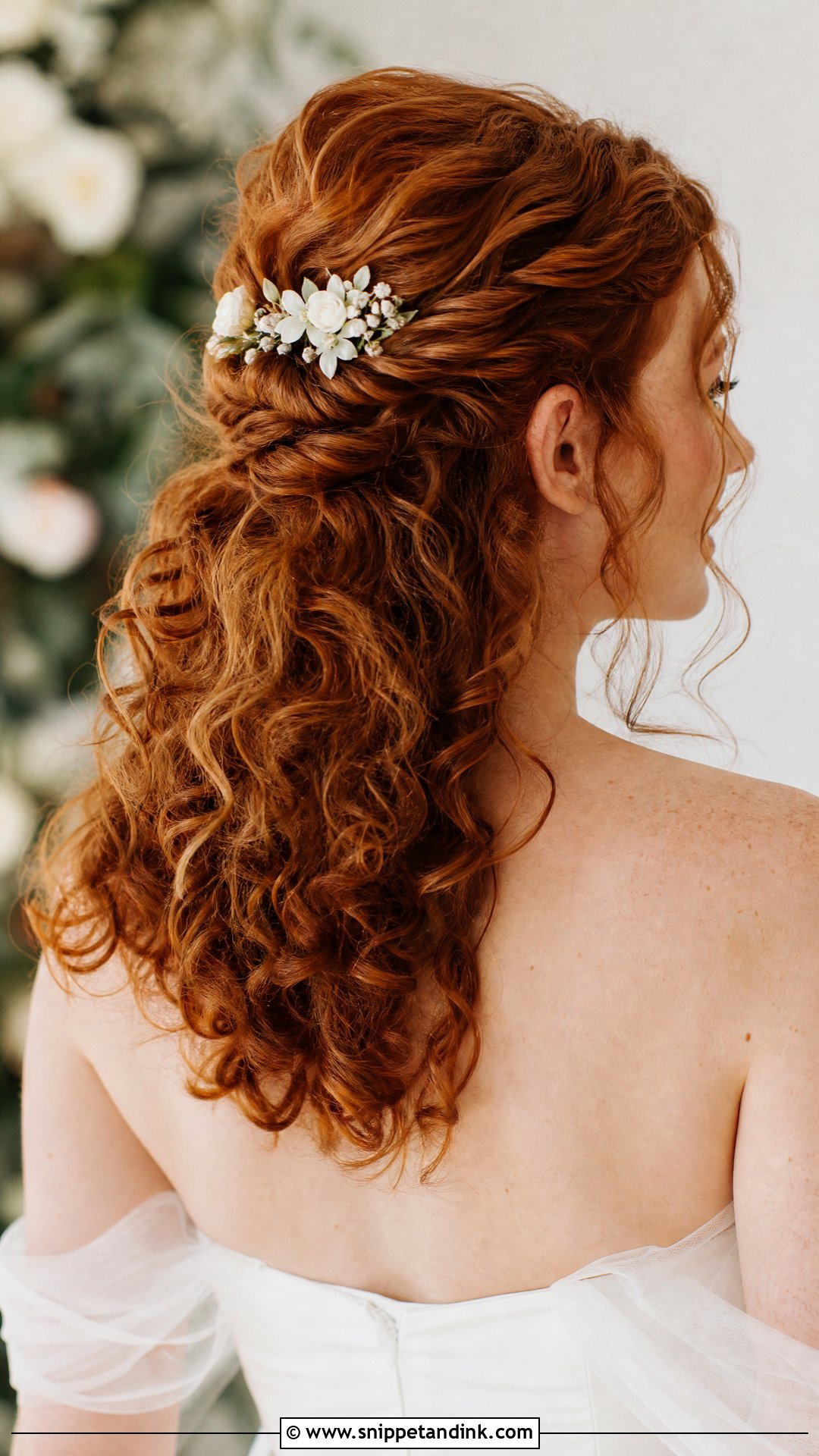 Twisted Half Updo for Curly Hair - Snippet and Ink - 20 Curly Half-Up Half-Down Wedding Hairstyles