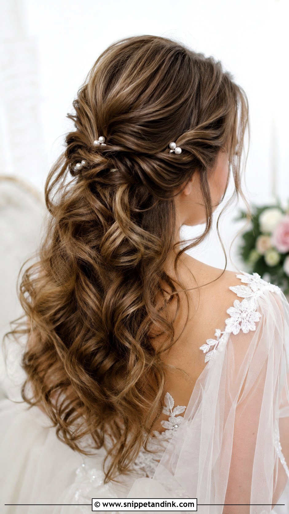Twisted Half Updo for Long Hair - Snippet and Ink - 20 Long Hair for Wedding Ideas