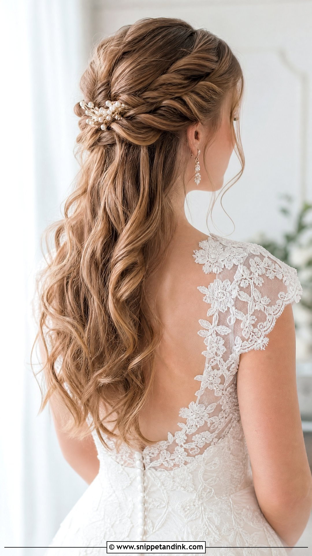 Twisted Half Updo for Long Hair - Snippet and Ink - 20 Bridal Hairstyle for Long Hair Ideas