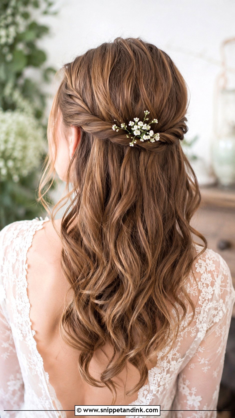 Twisted Half Updo for Medium Length Hair - Snippet and Ink - 20 Bridal Hair for Medium Length Ideas