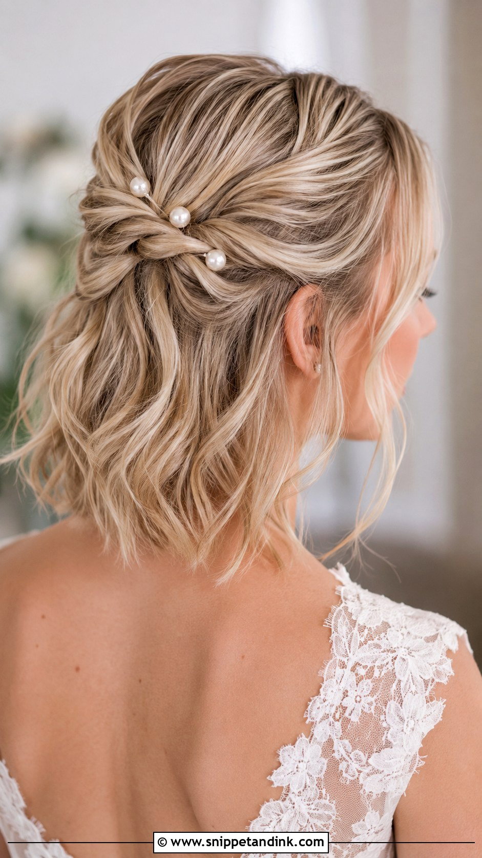 Twisted Half Updo for Short Hair - Snippet and Ink - 30 Wedding Hairstyles Short Hair