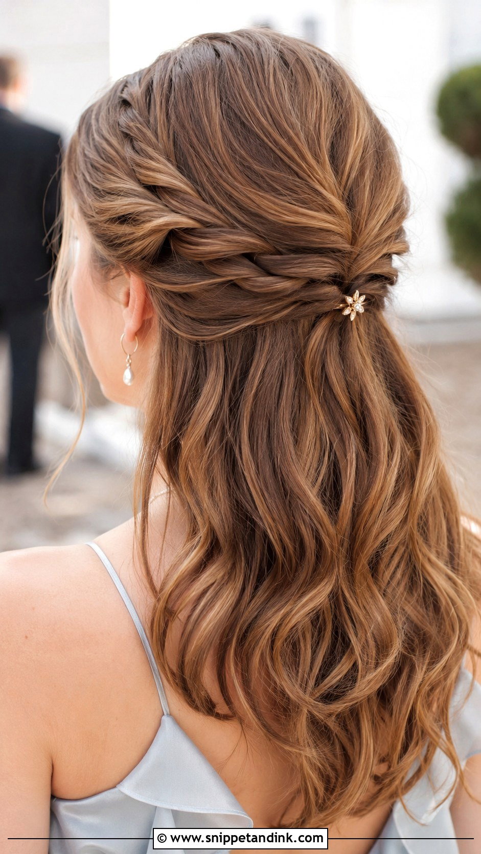 Twisted Half Updo for Wedding Guest - Snippet and Ink - 25 Hairstyle for Marriage Function Ideas