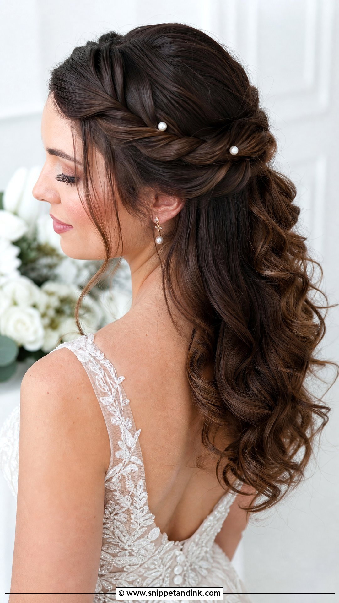 Twisted Halo Half Up Wedding Hairstyle - Snippet and Ink - 20 Half-Up and Half-Down Wedding Hairstyles