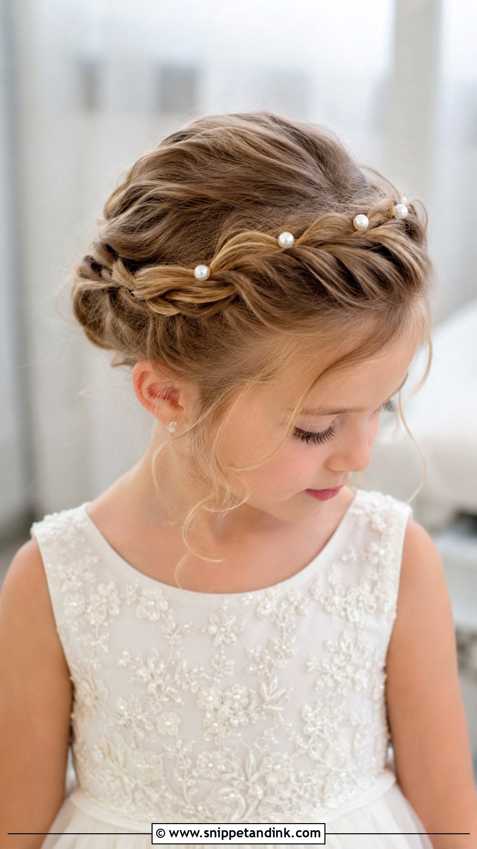 Twisted Halo Updo - Snippet and Ink - 30 Kids Wedding Hair Ideas