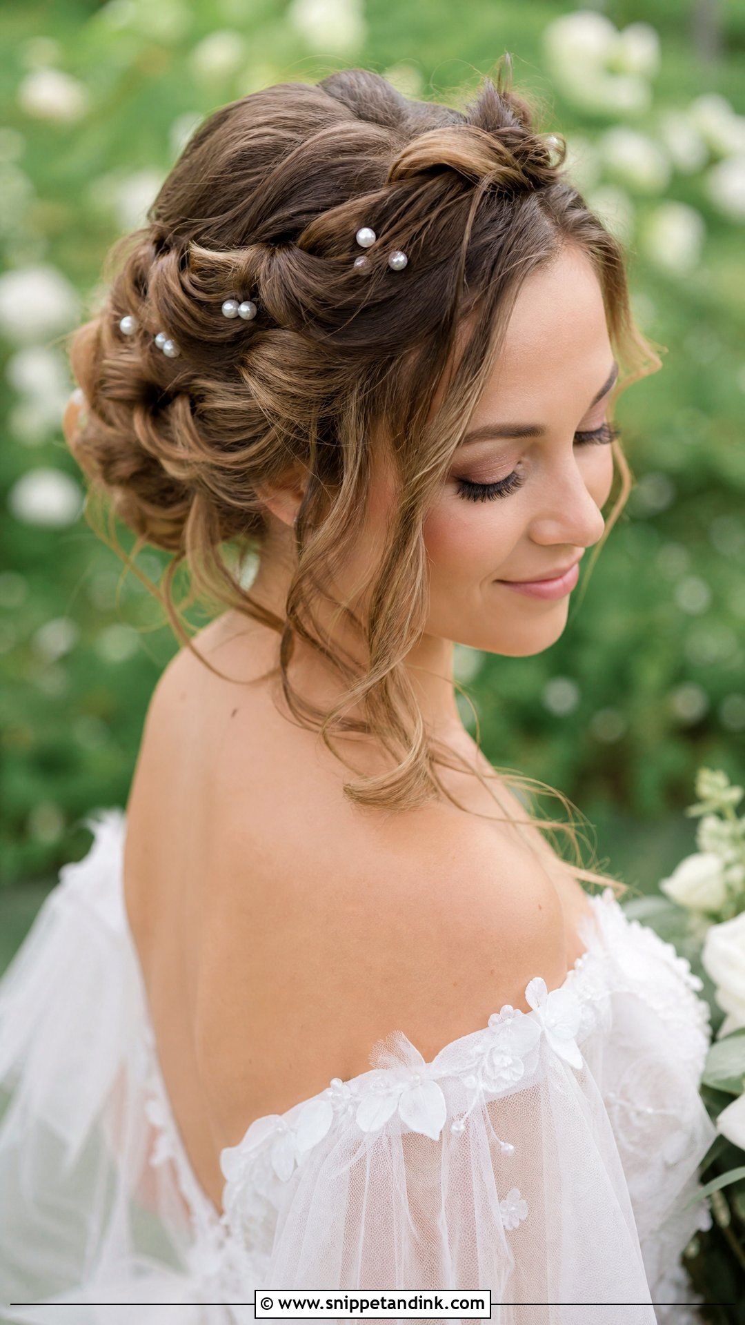 Twisted Halo Updo Wedding Hair for Medium Hair - Snippet and Ink - 20 Medium Hair Wedding Styles