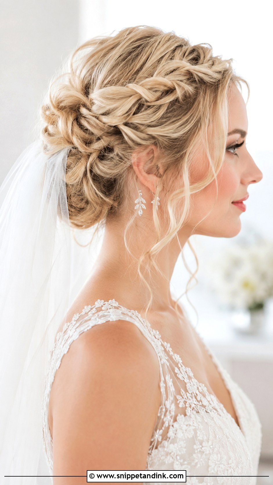 Twisted Halo Updo With Soft Curls - Snippet and Ink - 20 Wedding Bride Updo Hairstyles