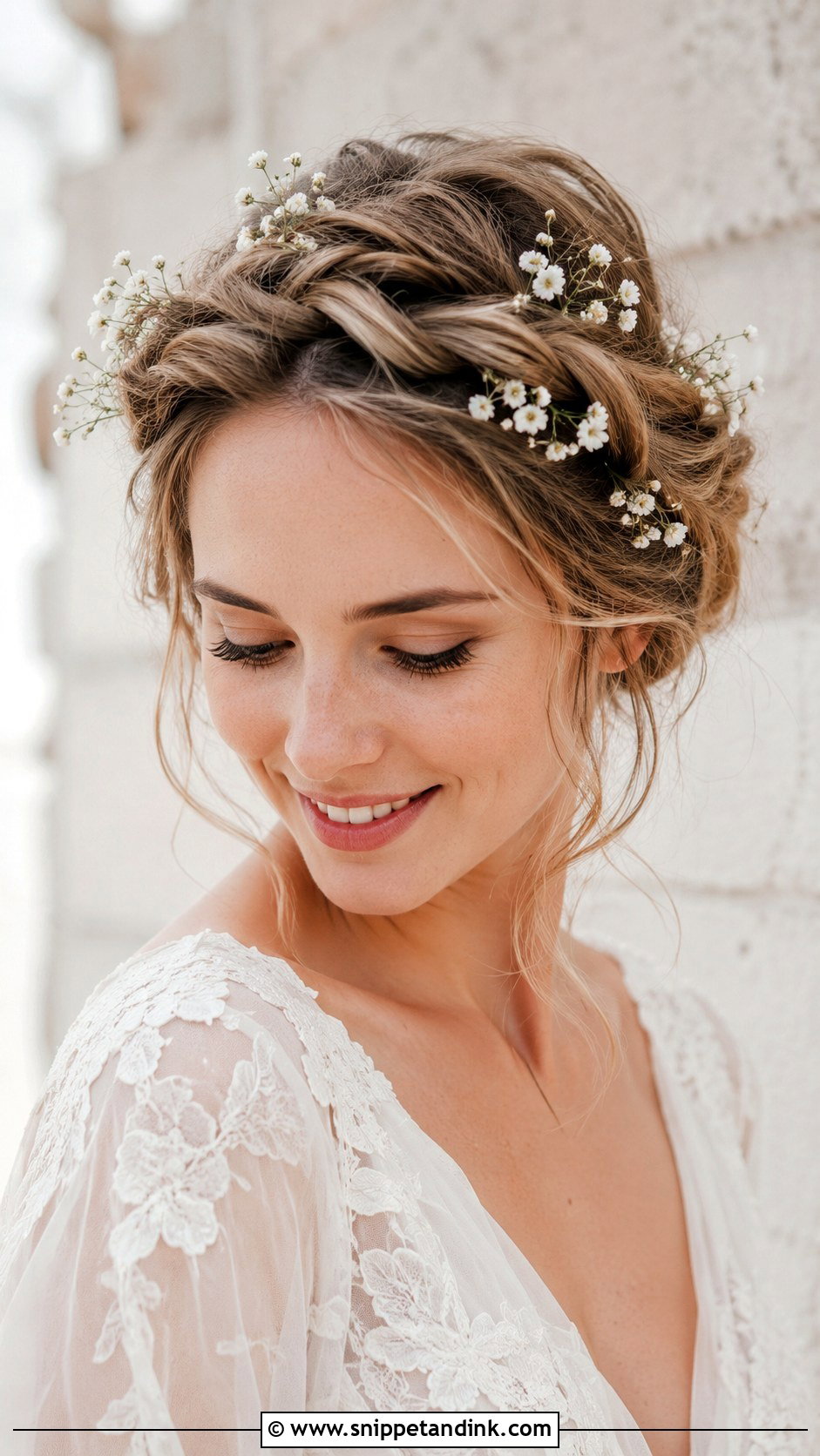Twisted Halo Updo for Medium Hair - Snippet and Ink - 20 Medium Hair Updo for Wedding Ideas