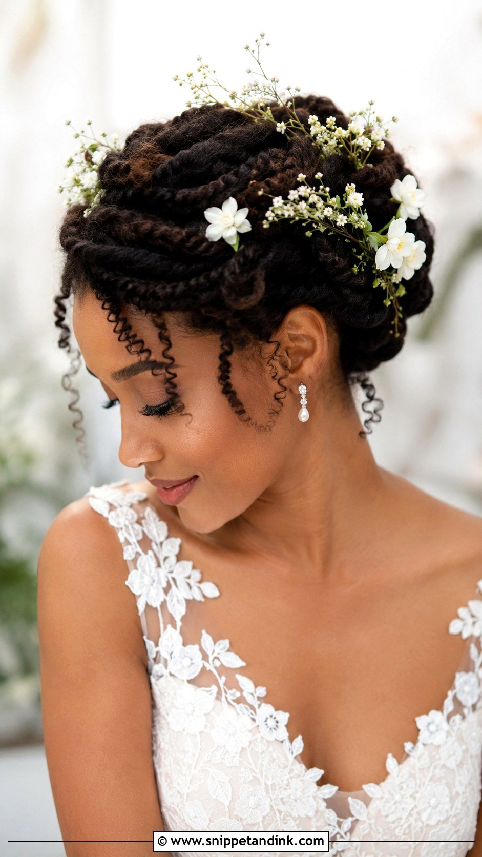 Twisted Halo Updo for Natural Hair - Snippet and Ink - 25 Black Hair Bride Hairstyles