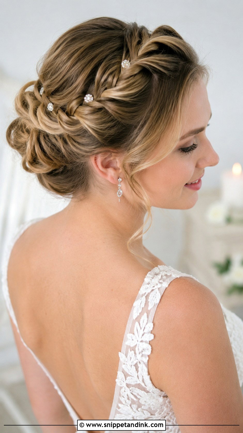 Twisted Halo Updo for Short Hair - Snippet and Ink - 20 Short Hair Up Dos for Wedding