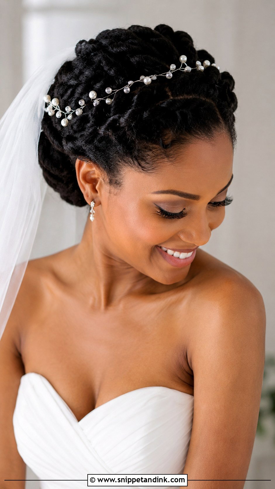Twisted Halo With Veil - Snippet and Ink - 20 Afro Wedding Hairstyles Brides