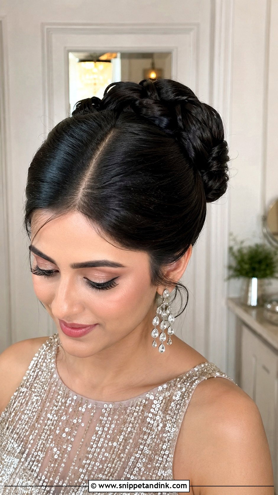 Twisted Knot Bun For Reception - Snippet and Ink - 25 Indian Front Look Bridal Bun Hairstyles