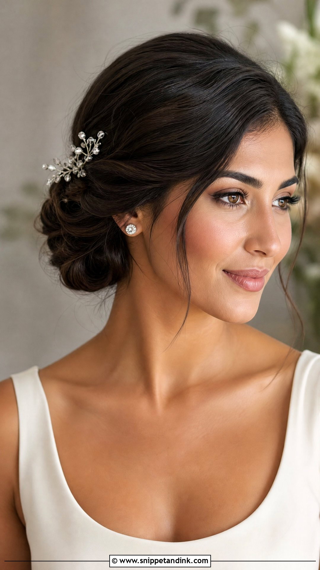 Twisted Low Bridal Bun - Snippet and Ink - 15 Bridal Bun Updo Ideas