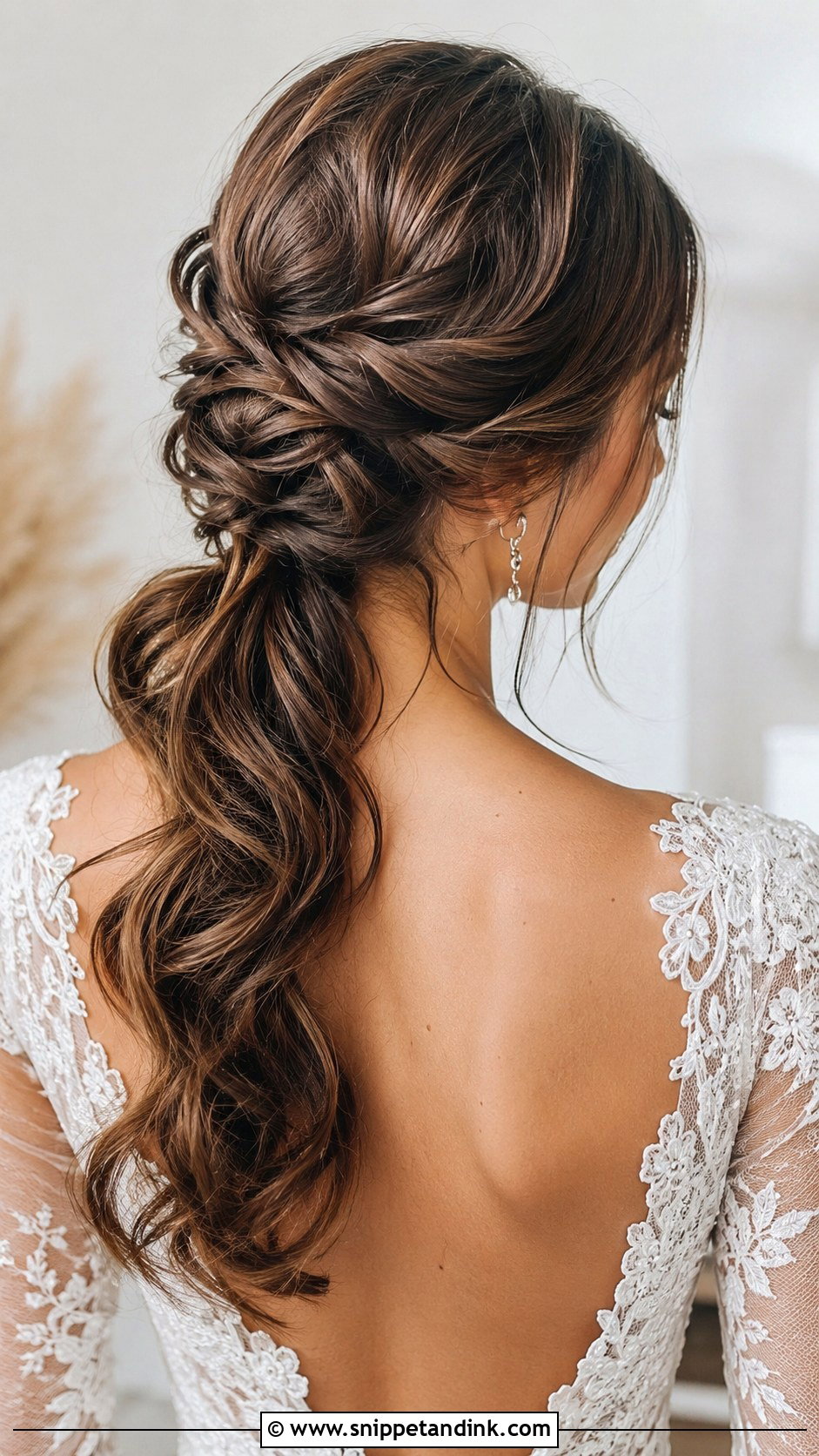 Twisted Low Bridal Ponytail - Snippet and Ink - 20 Bridal Low Ponytail Ideas