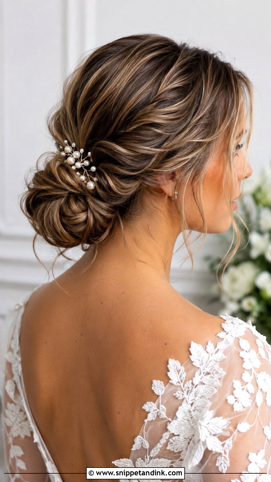 Twisted Low Bun - Snippet and Ink - 25 Shoulder Length Wedding Hairstyles