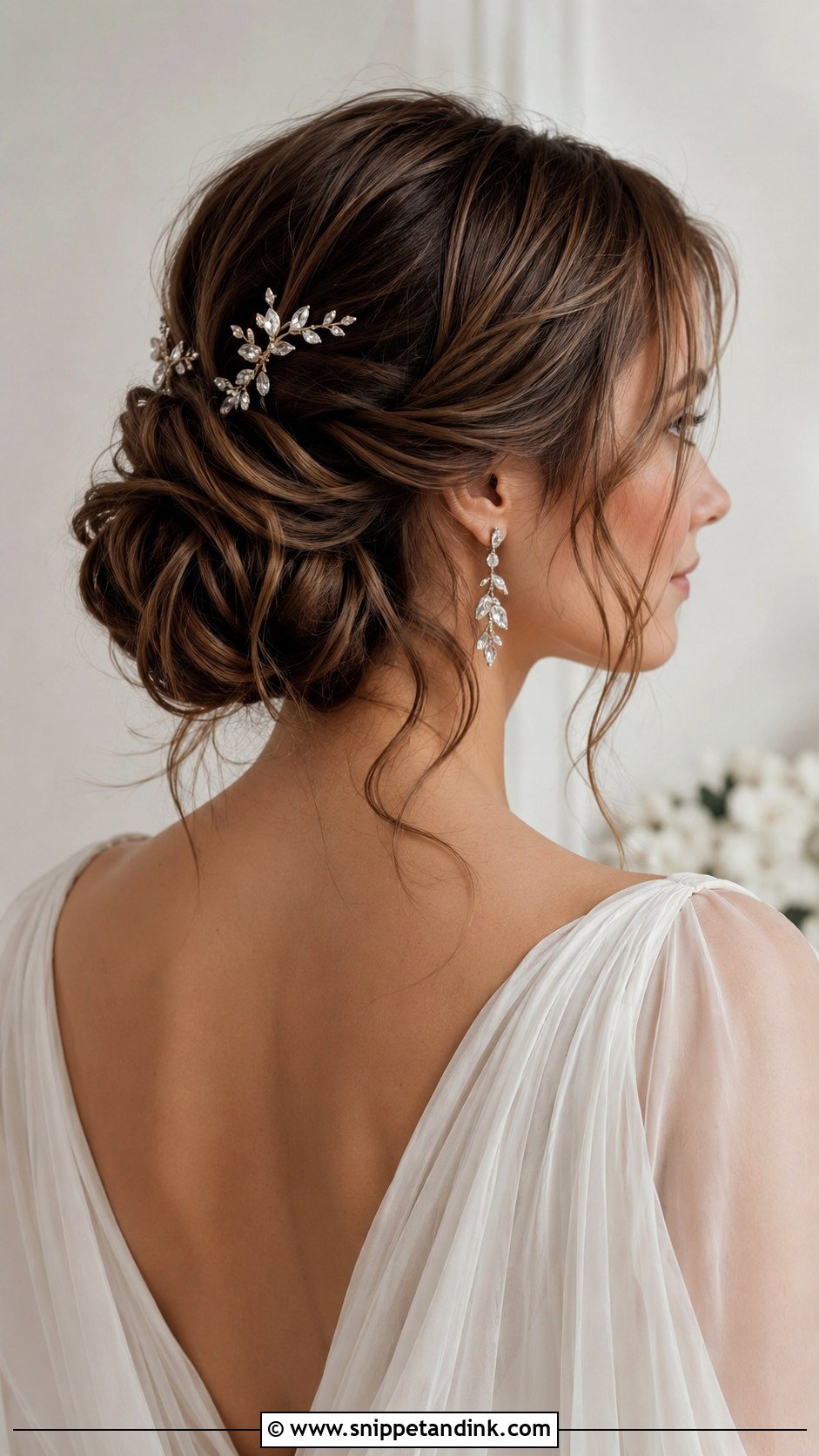 Twisted Low Bun - Snippet and Ink - 25 Sleek Bun Wedding Hair Ideas