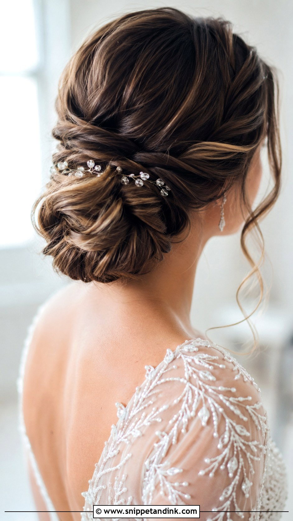 Twisted Low Bun - Snippet and Ink - 30 Low Bun Bridal Hair Ideas