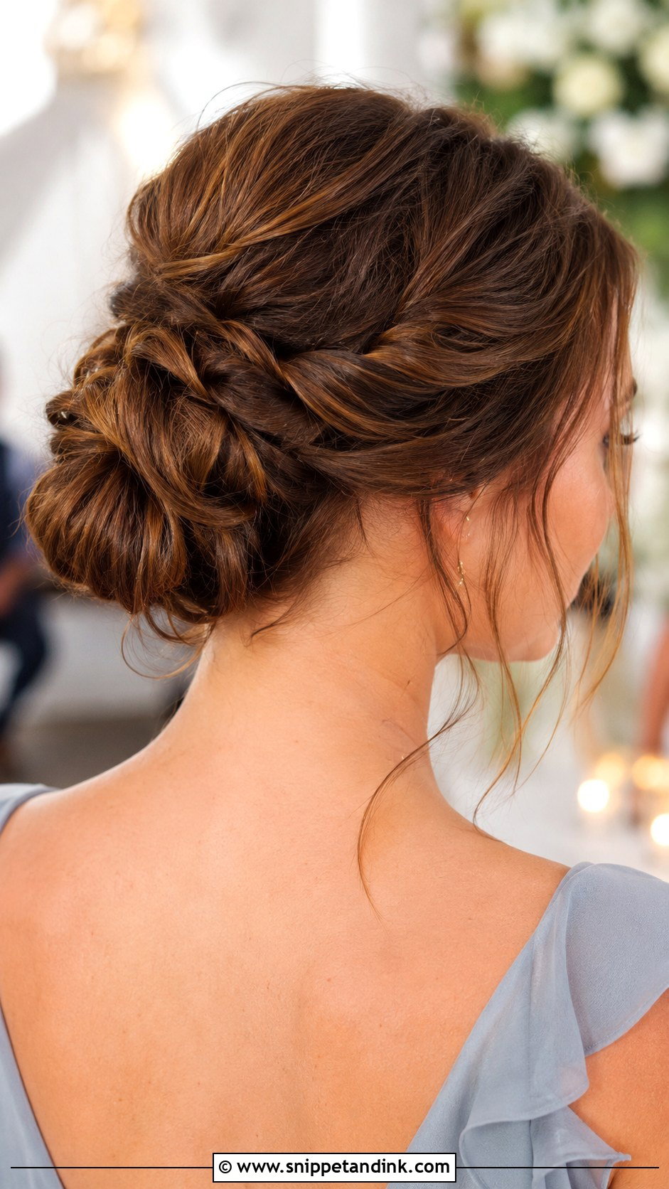 Twisted Low Bun - Snippet and Ink - 30 Medium Length Hair Styles Wedding Guest
