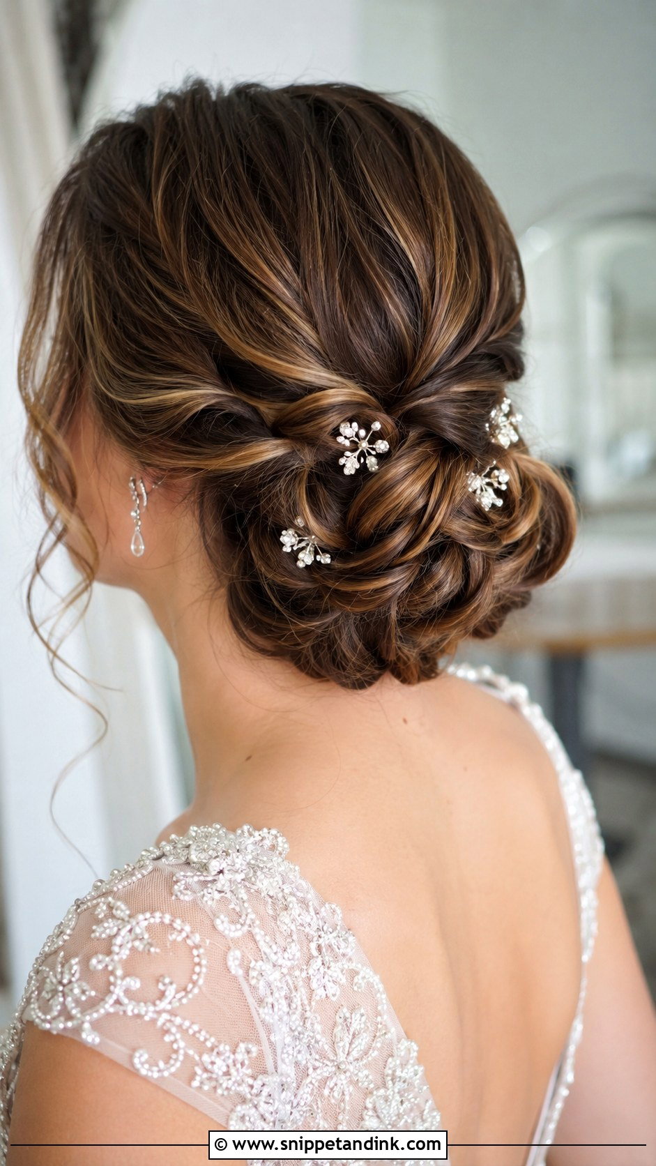 Twisted Low Bun - Snippet and Ink - 35 Low Bun Wedding Hair Ideas