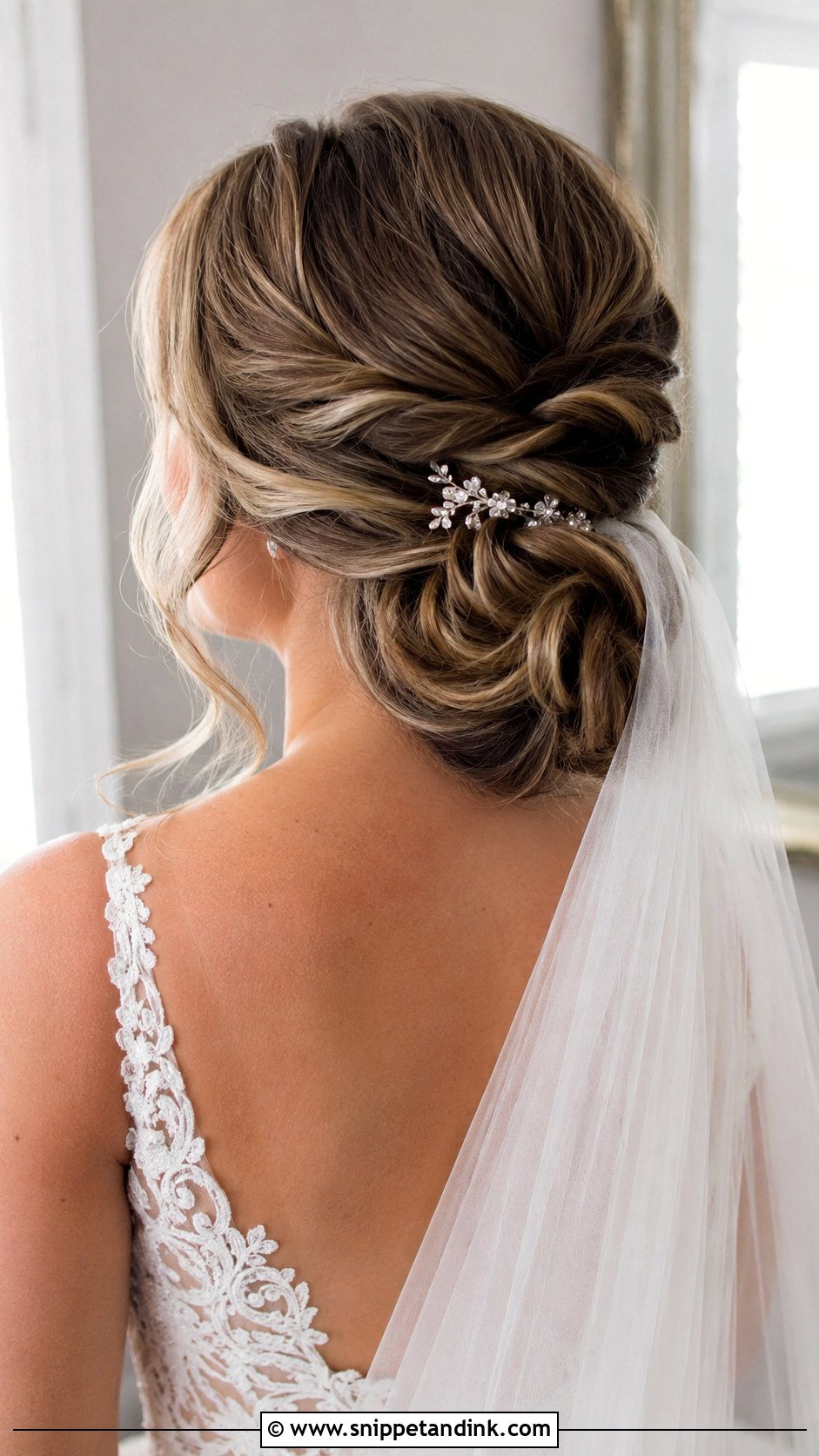 Twisted Low Bun Bridal Updo For Long Hair - Snippet and Ink - 20 Elegant Bridal Updo Hairstyles for Long Hair Wedding