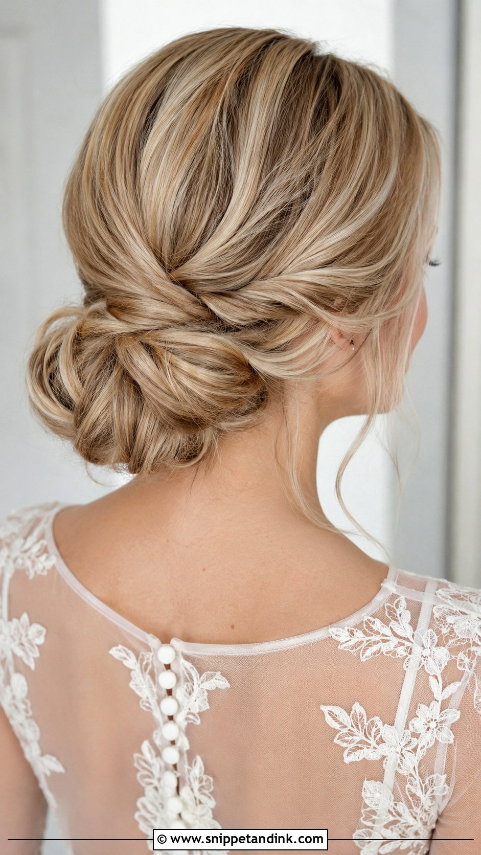 Twisted Low Bun Bride Hair - Snippet and Ink - 20 Low Bun Bride Hair Ideas