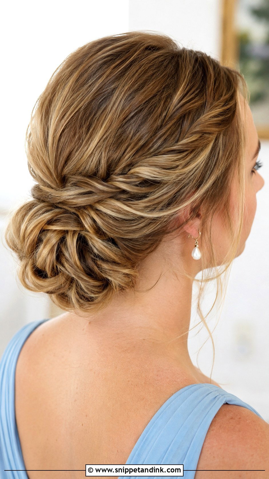 Twisted Low Bun Bridesmaid Hair - Snippet and Ink - 20 Hair Styles for Long Hair for Wedding Bridesmaid