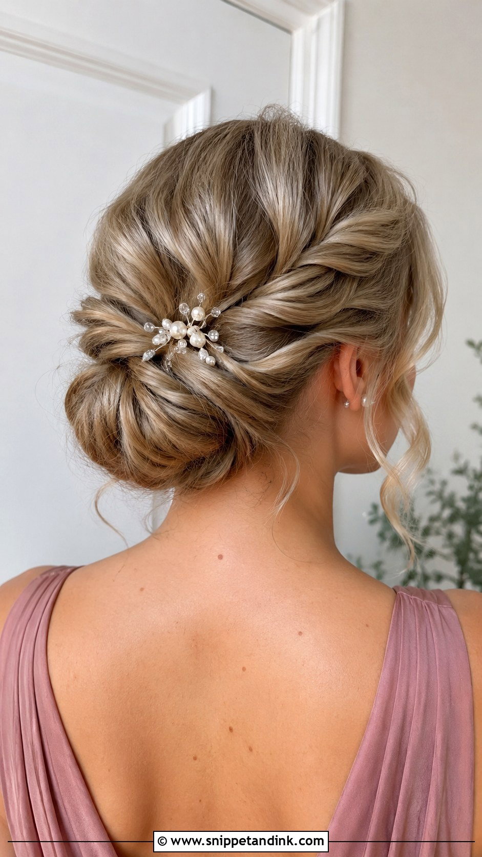 Twisted Low Bun Bridesmaid Hairstyle - Snippet and Ink - 20 Bridesmaid Hairstyles for Medium Hair