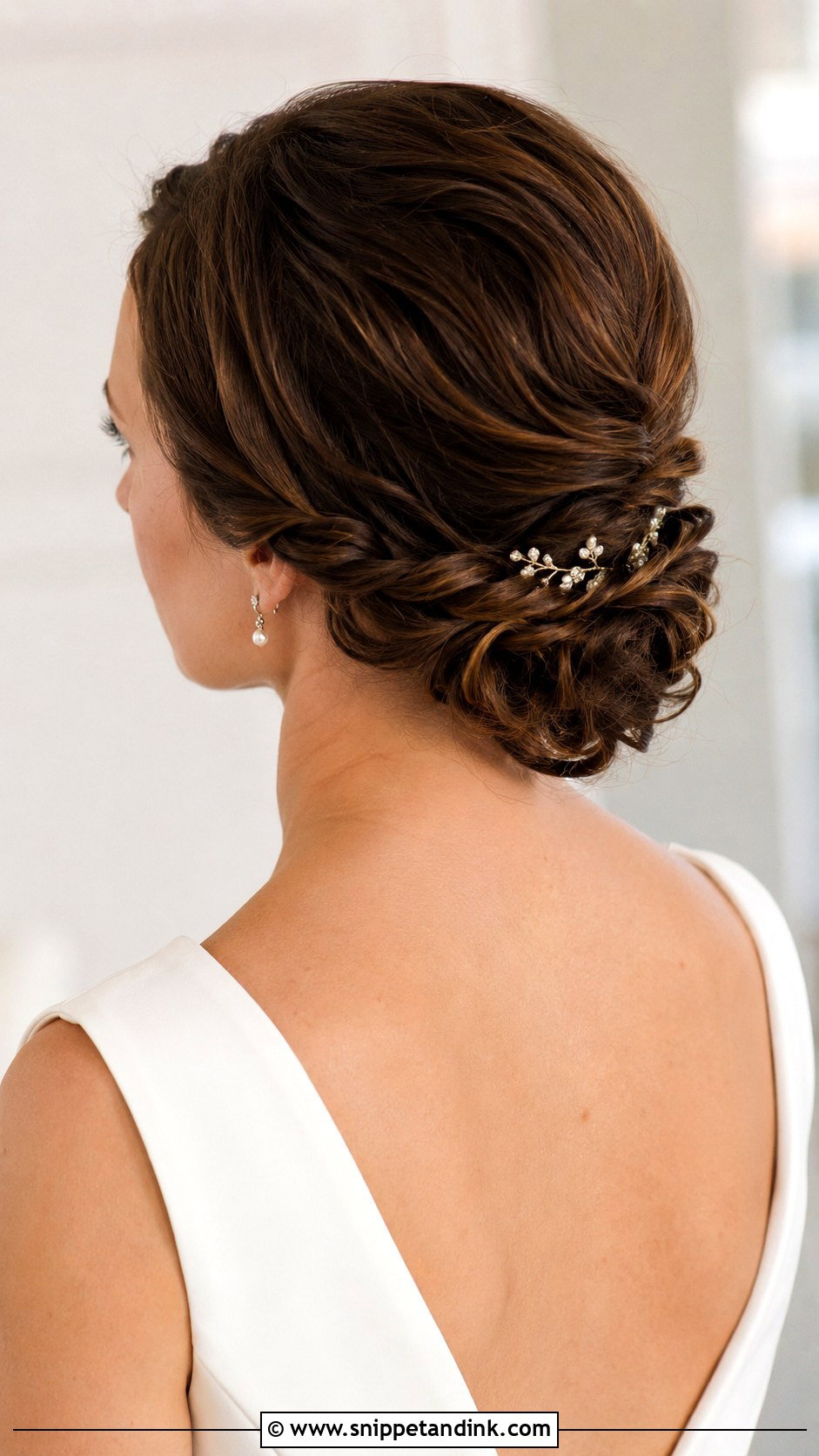 Twisted Low Bun For Short Wedding Hair - Snippet and Ink - 15 Low Bun Short Wedding Hair Ideas
