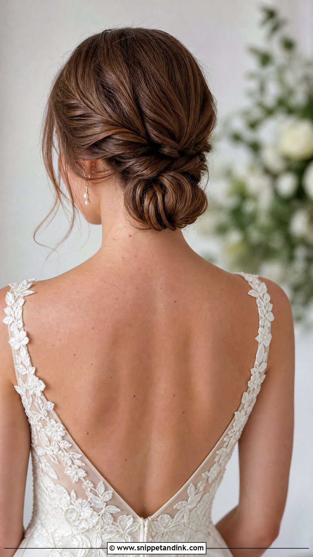 Twisted Low Bun Updo - Snippet and Ink - 20 Sleek Wedding Updo Ideas