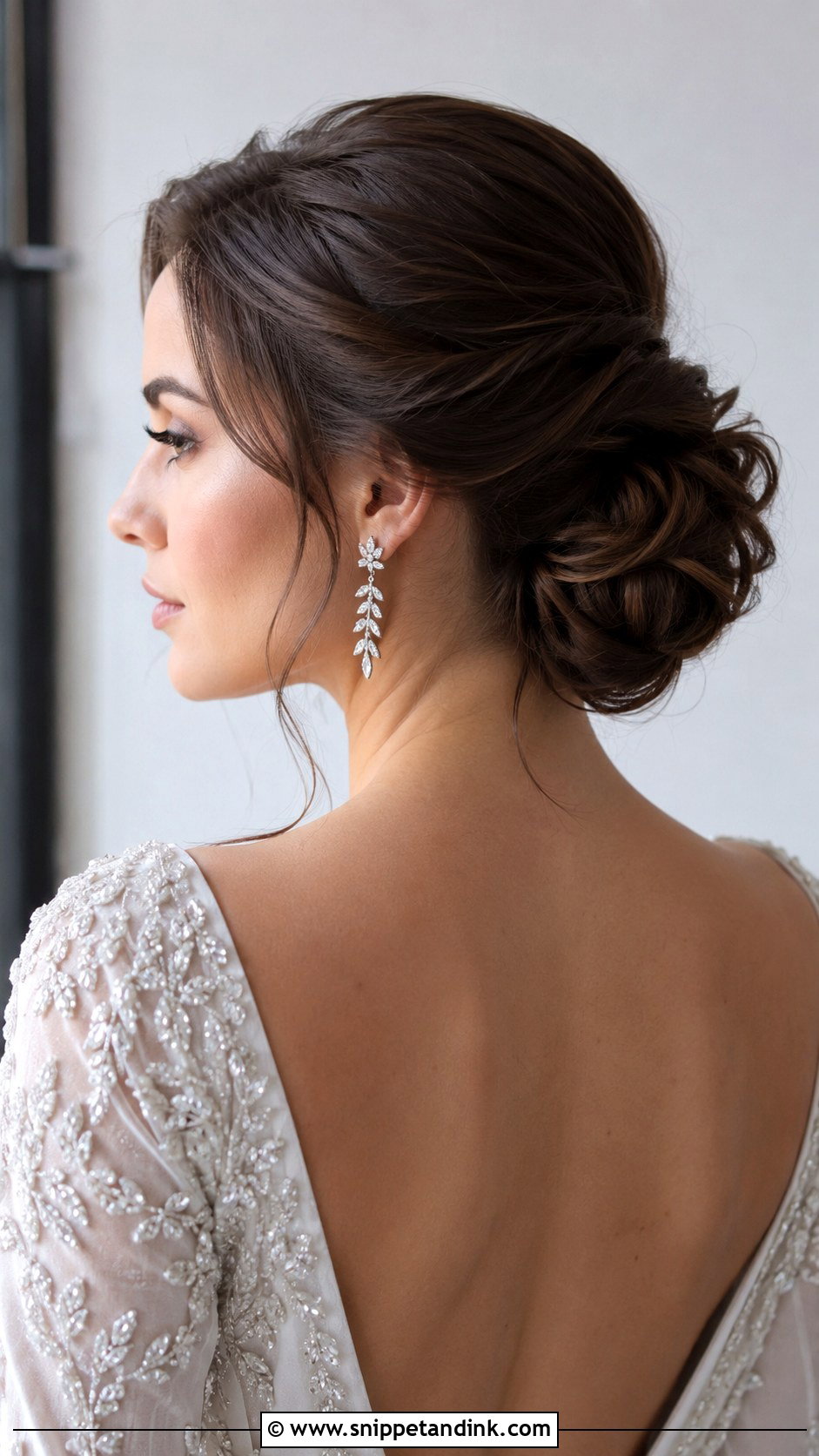 Twisted Low Bun Wedding Hair for Medium Length - Snippet and Ink - 20 Medium Bridal Hair Ideas