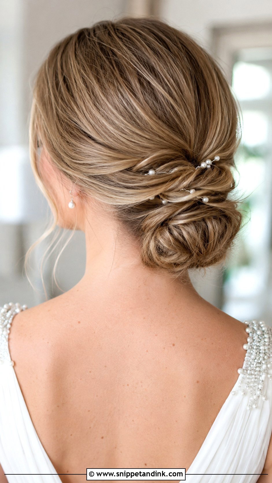 Twisted Low Bun Wedding Hairstyle for Fine Hair - Snippet and Ink - 25 Bridal Hair for Fine Hair Ideas
