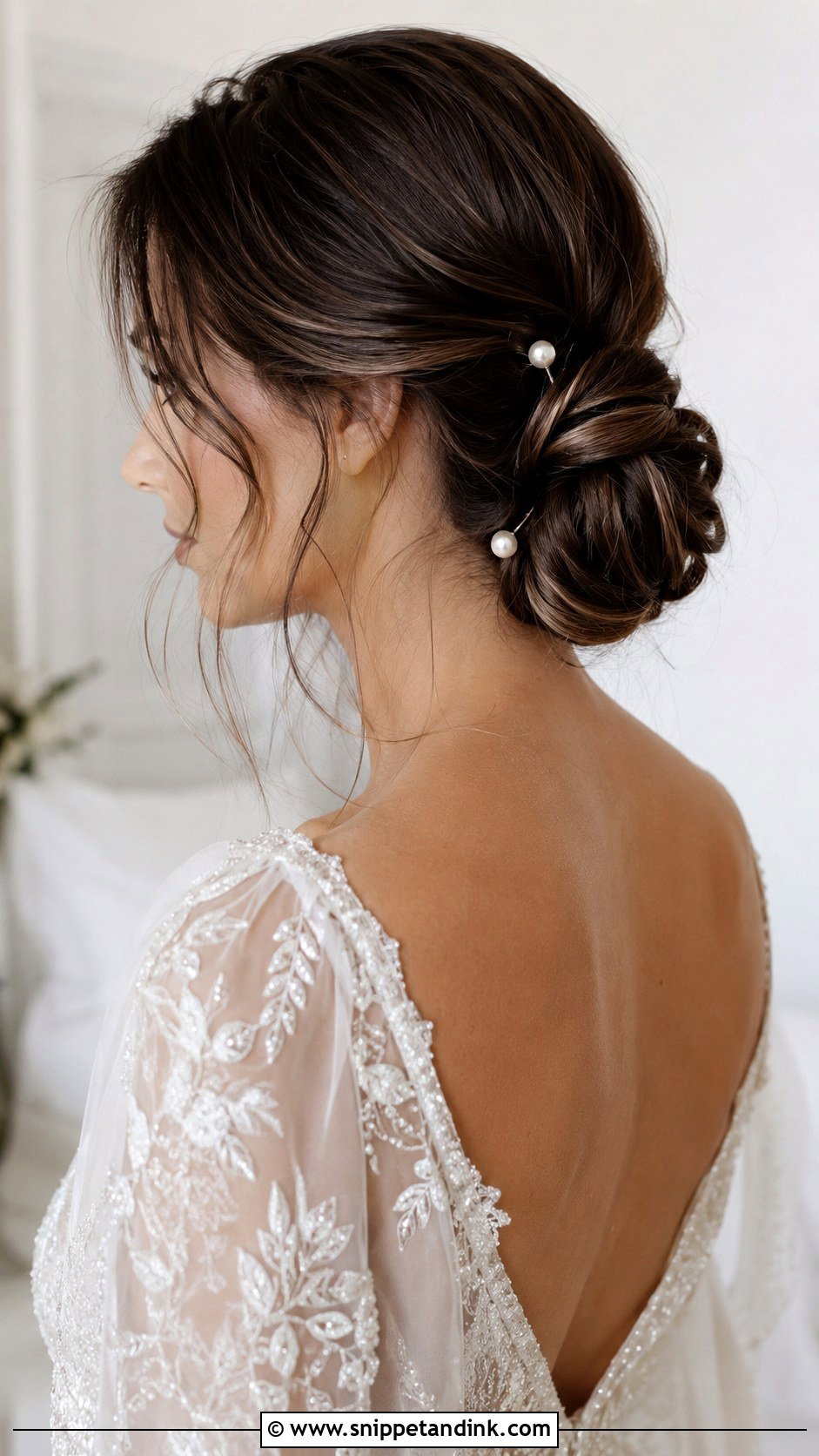 Twisted Low Bun With Face Framing Pieces - Snippet and Ink - 20 Hair Styles for Long Hair Length Wedding